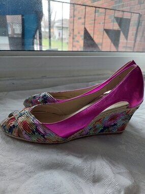 Ron White Ellary Wedge Sandals Size EU40 /US9.5 Pink Made In Italy